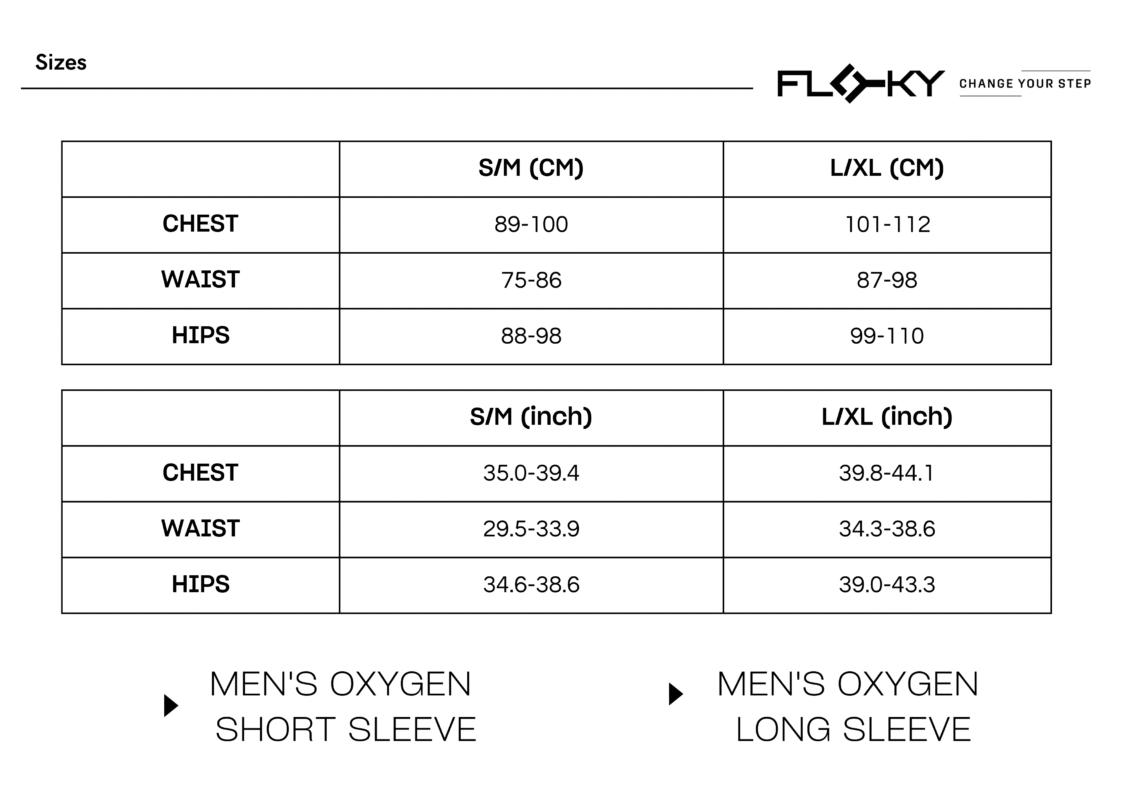 Floky SA - Man Oxygen - Size Chart