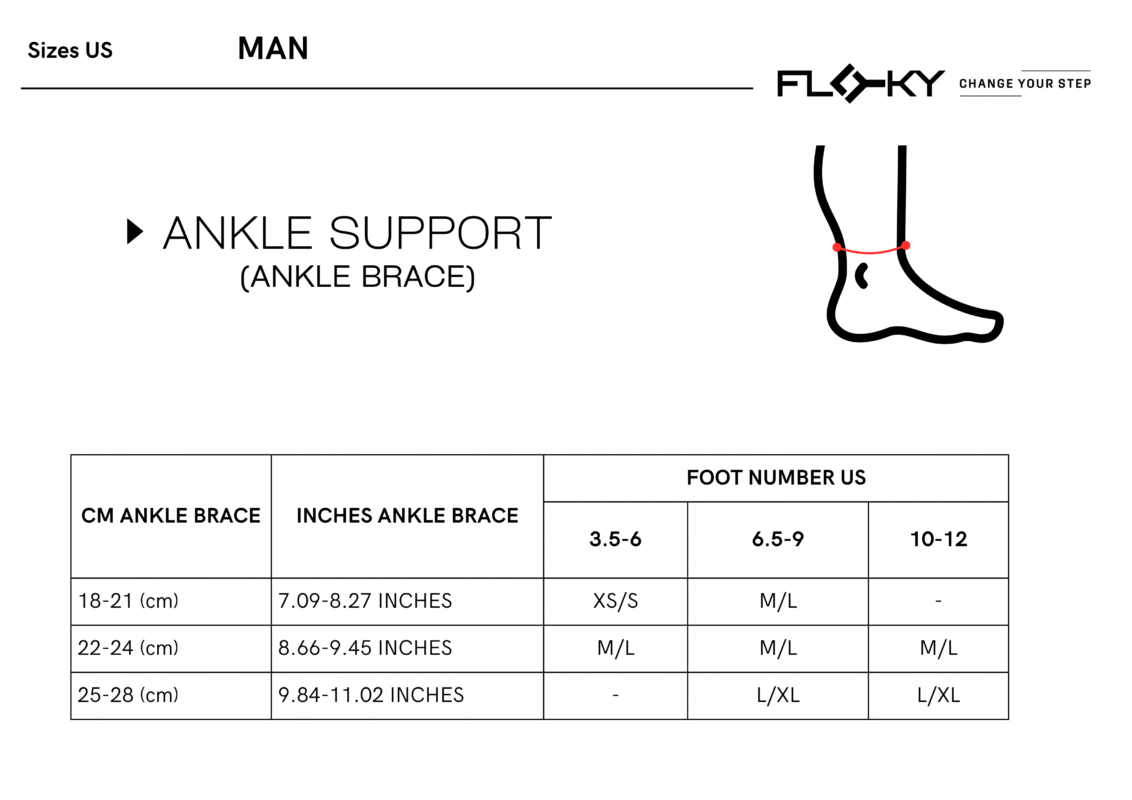 Floky SA - Ankle Support - Size Chart - Man