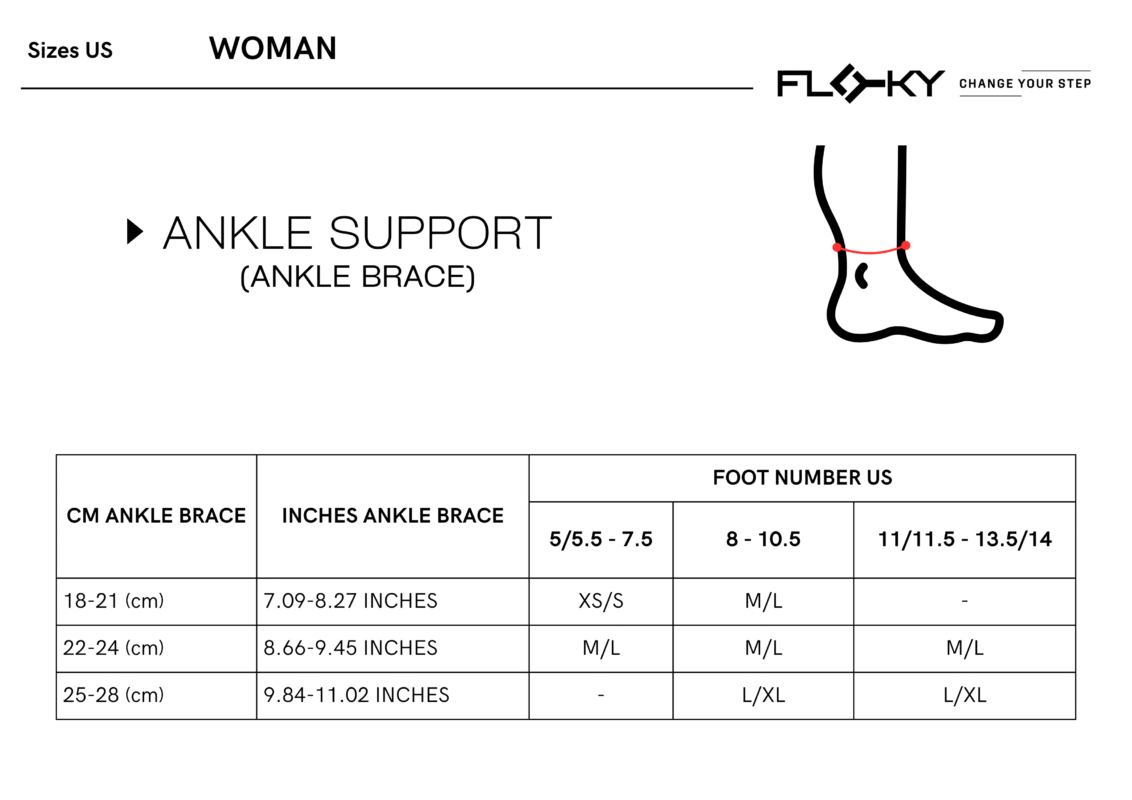 Floky SA - Ankle Support - Size Chart - Woman