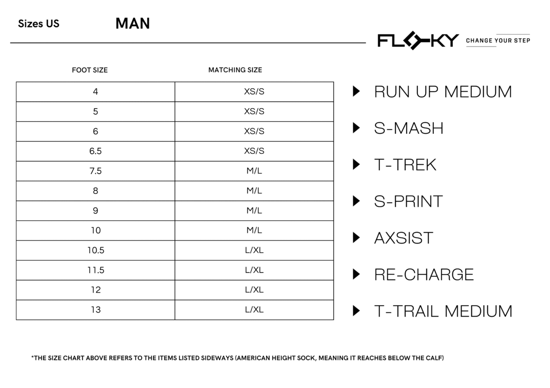 Floky SA - Foot Size Chart Man