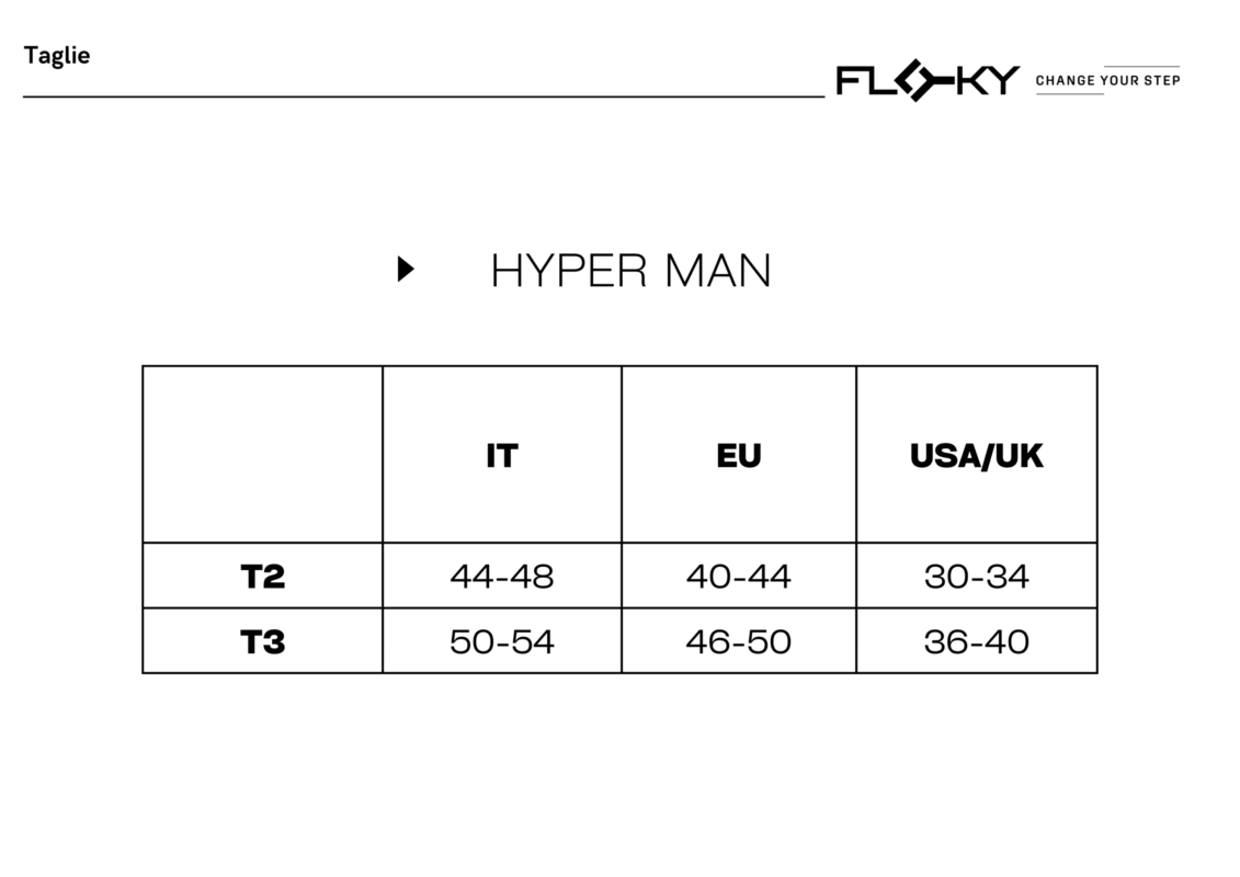 Floky SA - HYPER MAN Size Chart