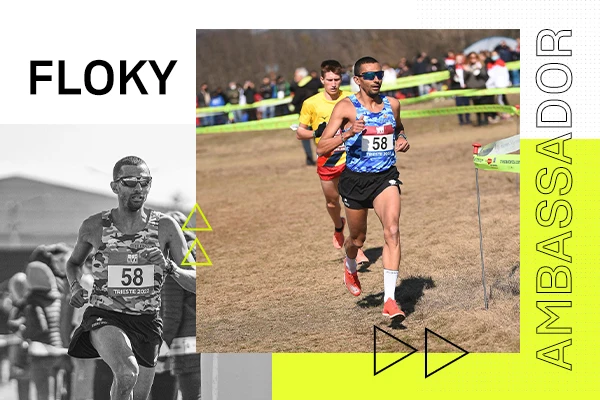 FLOKY ambassador Marco Salami running in a cross-country race